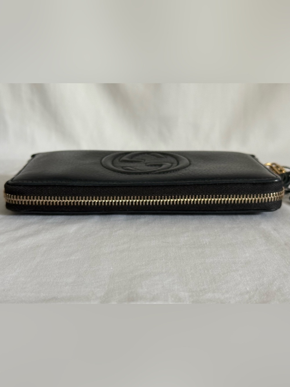 Gucci Soho Zip Around Wallet Black Leather GG Logo Tassel - Picture 15 of 16